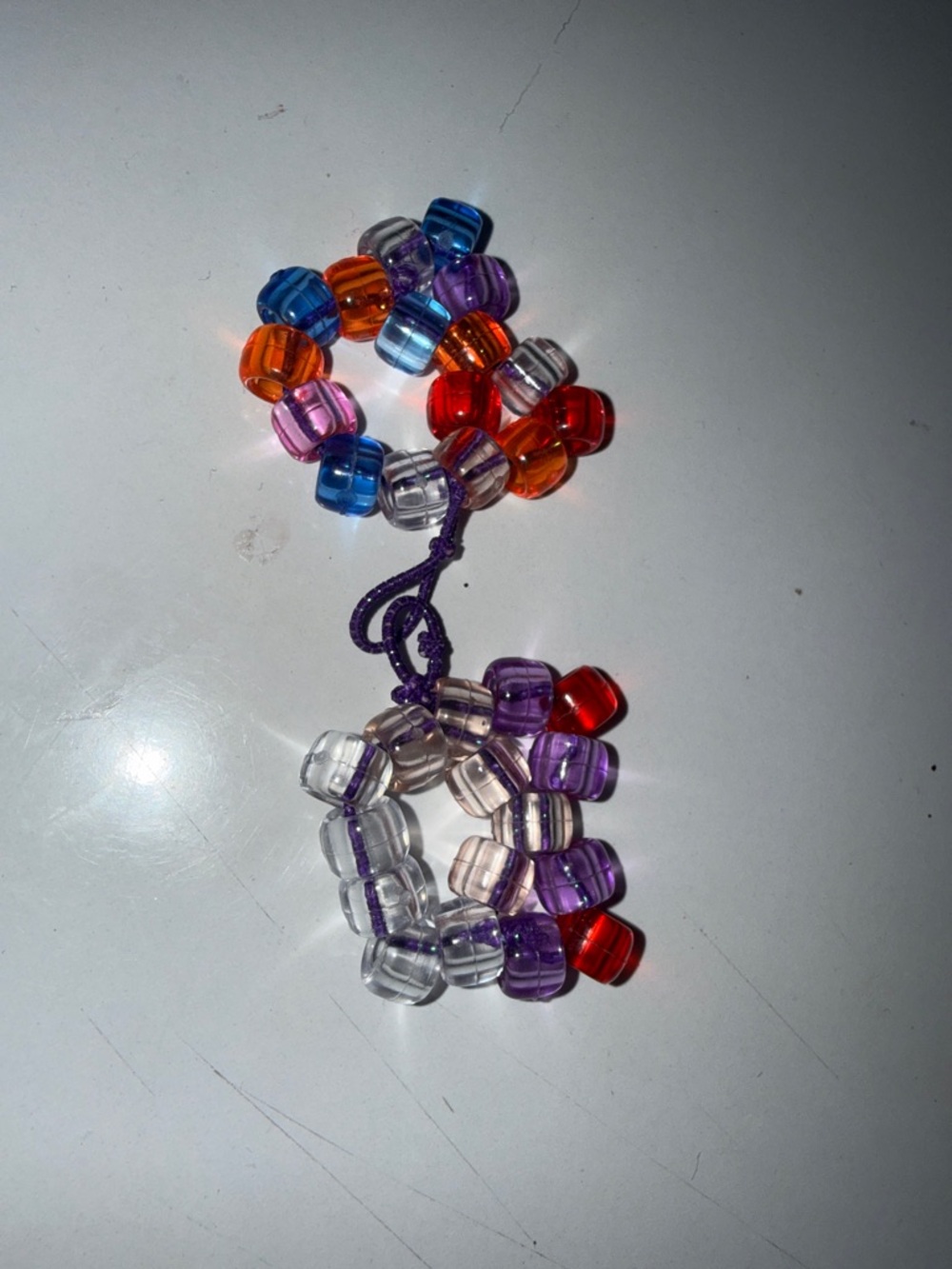 Colorful Beaded Stretch cat keychain set